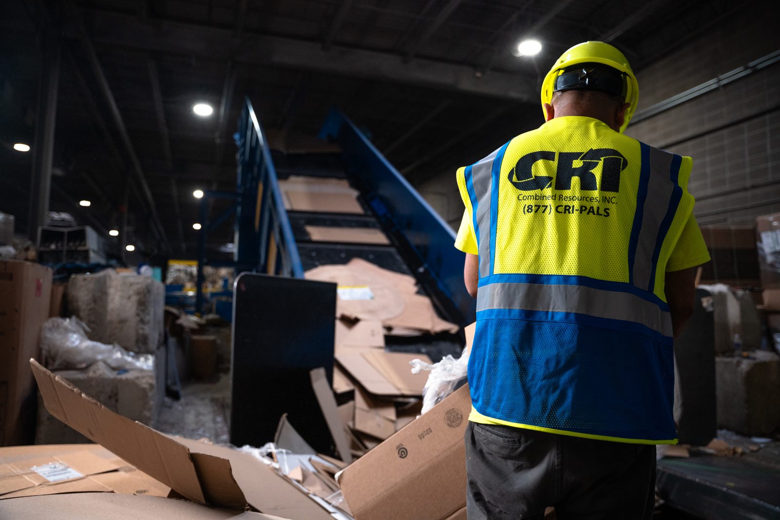 Material sorting operations at CRI recycling facility